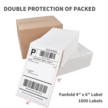 LLIKED 1000 4x6 Thermal Shipping Labels, Perforated, Commercial Grade - size: 1000 Labels