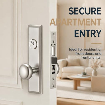 Tandefio 1 Set Mortise Lock with 2-1/2" Backset, Left Hand, Silver - style: Left Hand