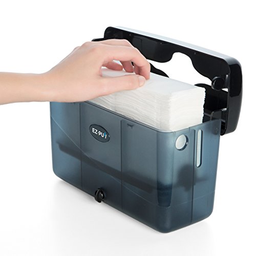 EZbrnd Countertop SLIMFOLD Hand Towel Dispenser for Kitchen/Bathroom/Office/RV/Airbnb, Guest Towel Holder, Pearl Black - color: Black