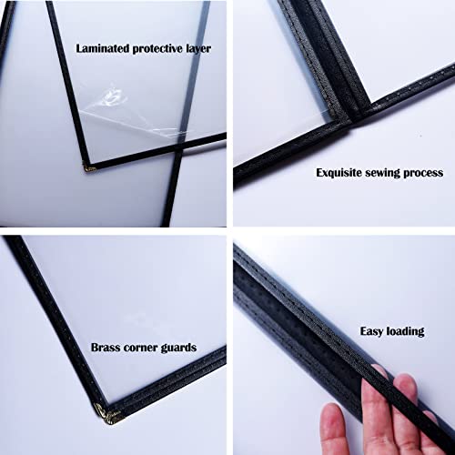 Menu Covers 2-Pack 8.5 x 11 Inch, Clear Restaurant Menu Holders with 6 Page (12 Sides) Capacity, Waterproof Durable Plastic Menu Protector for Cafe, Bar, Pub, Bistro, Diner – Black - size: 2 pack 6 page / 12 view - 8.5" x 11"
