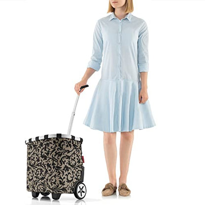 reisenthel carrycruiser Baroque Taupe - Portable Shopping Trolley with Sturdy Aluminum Frame, Shoulder Strap and Removable mesh Inner Bag -Water-Repellent - color: Baroque Taupe