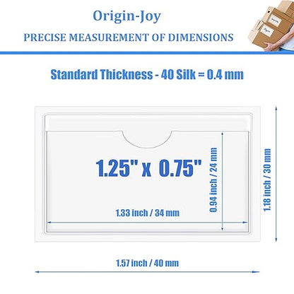 Origin-Joy 35 PCS Self Adhesive Index Card Pockets with Top Open, Clear Plastic Label Holder for Notes, Library and Business, Adhesive Label Pockets & Holder (1.25 x 0.75 inch) - size: 1.25 x 0.75 inch, style: Horizontal