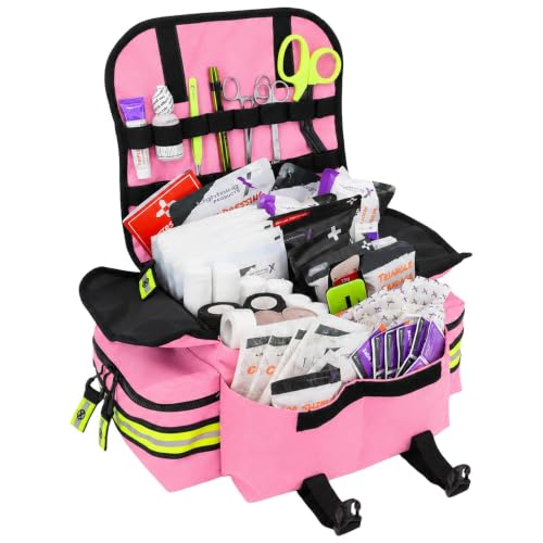 Lightning X Small Medic First Responder EMT Trauma Bag Stocked First Aid Trauma Fill Kit A (Pink) - color: Pink