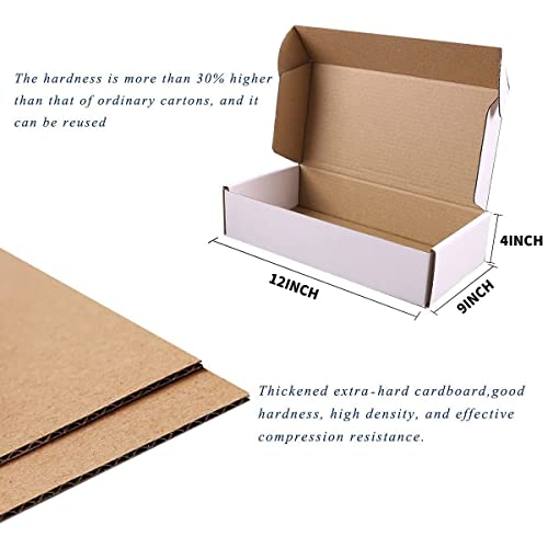 Shipping Boxes, 10Pcs White 12x9x4in Corrugated Cardboard Box - color: White, size: 12x9x4