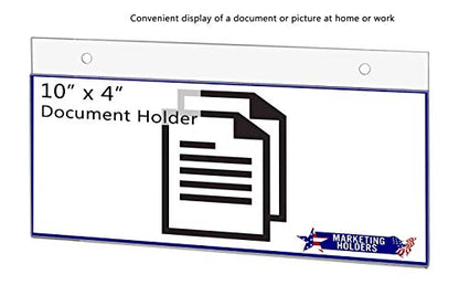 Marketing Holders 10 Pack Wall Mount Sign Holder for 10" x 4" Door Nameplates and Titles in Offices and Conference Centers Clear Acrylic Sleeve with 2 Pre Drilled Holes and Hanging Hardware - size: 10"w x 4"h