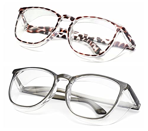 Alsenor Safety Glasses Anti Fog Goggles Protective Eyewear Blue Light Blocking Anti Dust UV Protection Glasses For Men Women (2 Pack(new-leopard+new-grey)) - color: 2 Pack (New Leopard + New Grey)