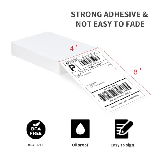 LLIKED 200 4x6 Fanfold Thermal Labels, Direct Thermal Shipping Labels - size: 200 Labels