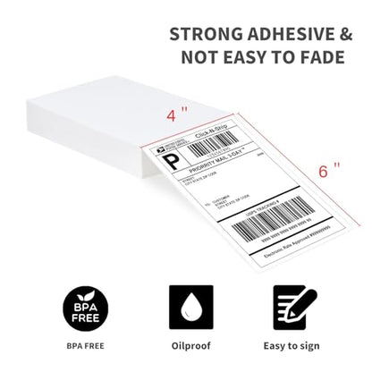 LLIKED 200 4x6 Fanfold Thermal Labels, Direct Thermal Shipping Labels - size: 200 Labels