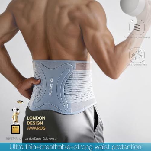 Back Brace for Lower Back Pain Relief, Firm Support for Men & Women - color: Gray, size: Medium