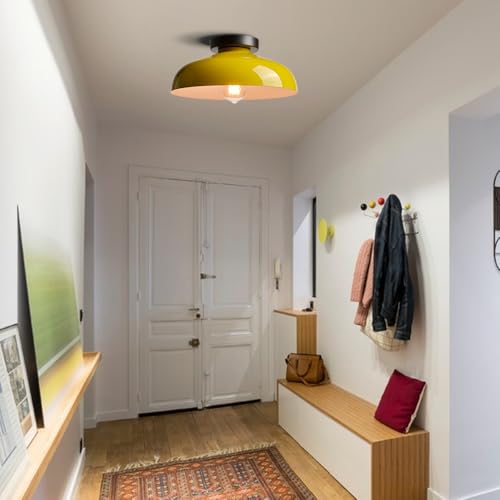 DIRYZON Industrial Yellow Semi Flush Mount Ceiling Light, 12-Inch - color: Yellow