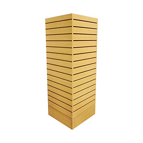 Prolinemax Revolving Slatwall Floor Display Rotating Cube Tower 4 Sided Retail Fixture - Maple