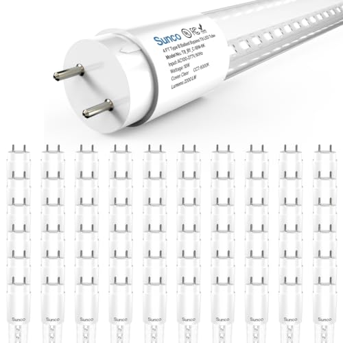 Sunco 60 Pack 4 Foot T8 LED Tube Light Bulbs, 18W, 6000K, Ballast Bypass - size: 60 Pack
