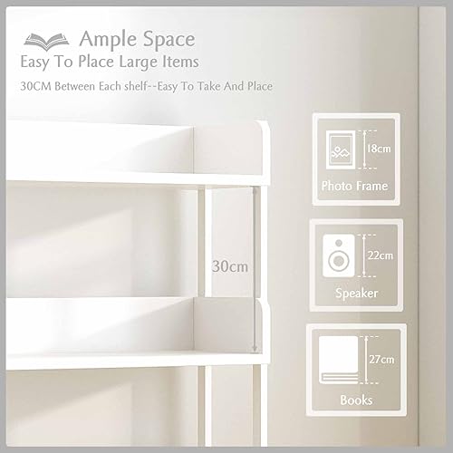 OSCHF Wide Open Shelf Bookcase, 3-Tier, Warm White - color: White, size: 3-Tier
