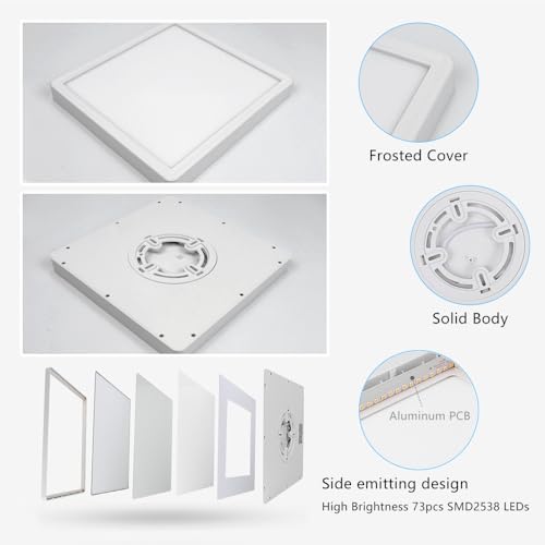 LightingWill 9Inch 18W Square LED Ceiling Light Fixtures Flush Mount, 6000K Cold White LED Ceiling Lamp, Surface Mount Modern Ceiling Lights for Bedroom, Kitchen, Bathroom, Living Room - color: Cool White, size: 9 inch White