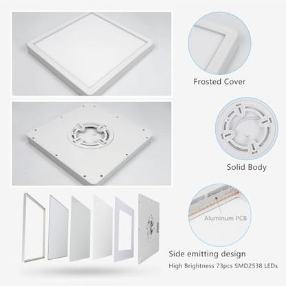 LightingWill 9Inch 18W Square LED Ceiling Light Fixtures Flush Mount, 6000K Cold White LED Ceiling Lamp, Surface Mount Modern Ceiling Lights for Bedroom, Kitchen, Bathroom, Living Room - color: Cool White, size: 9 inch White