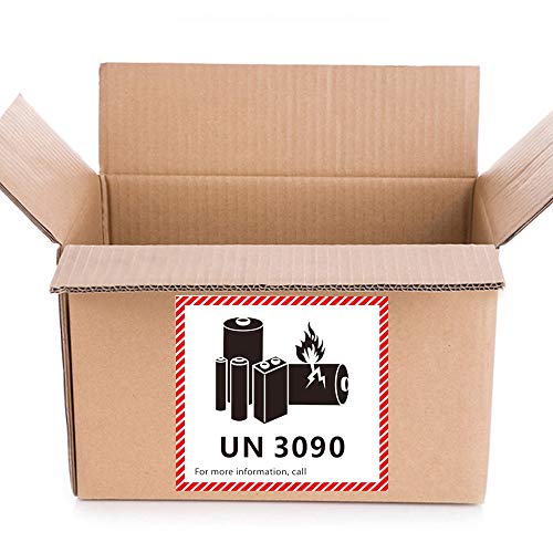 HYBSK 50PCS 4.7" x 4.3" Lithium Ion Battery Transport Caution Warning Labels for Shipping (UN3090) - size: UN3090