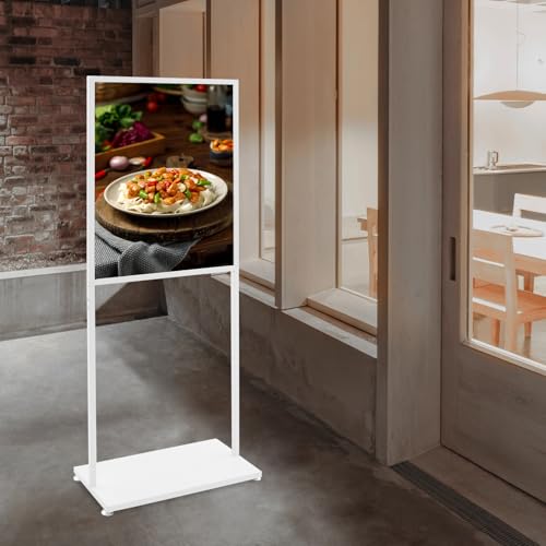 Poster Holder 22'' x 28'', Floor Standing Sign Holder, Heavy Duty Pedestal Poster Stand for Display, Double Sided Banner Stand for Outdoor Indoor Store Business Advertising Display - White - color: White