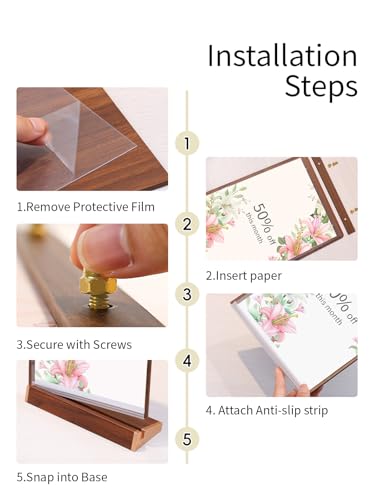 Tabletop Acrylic Sign Holder 8.5 x 11, Clear Slant Back Sign Stand - size: 8.5X11 Inch