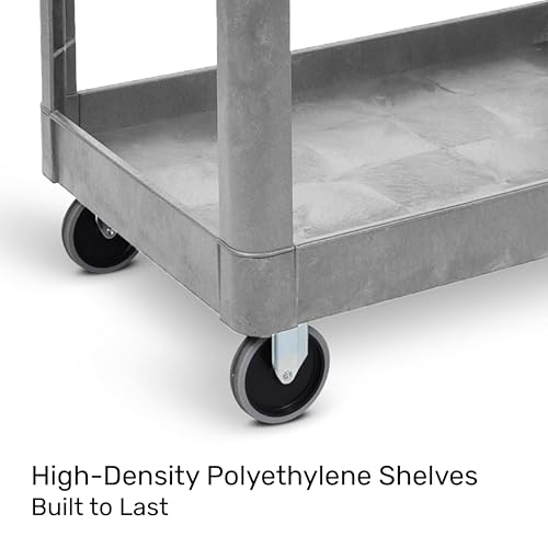 Tubstr Extra Large Two-Shelf Utility Cart with Wheels | 500 lb. Capacity Rolling Utility & Tool Cart for Warehouses, Industrial Settings, Auto Garages, & More (Gray, 45.5 x 24.5) - color: Gray