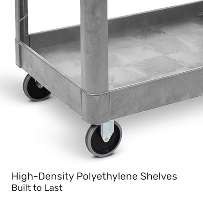 Tubstr Extra Large Two-Shelf Utility Cart with Wheels | 500 lb. Capacity Rolling Utility & Tool Cart for Warehouses, Industrial Settings, Auto Garages, & More (Gray, 45.5 x 24.5) - color: Gray