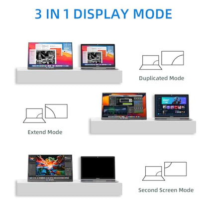 15.6 Inch Portable Monitor, 1080P FHD USB-C HDMI External Display, 250nit IPS HDR Travel Screen with Smart Stand & Speakers for Laptop PC Mac Phone Xbox Switch