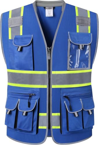 JKSafety Reflective Safety Vest for Men Cushioned Collar JK89 Blue S - color: Bluet1s1, size: Small