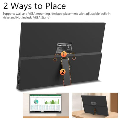 Portable Monitor 16inch, Full HD 1920X1200P HDMI USB C Monitor for Laptop