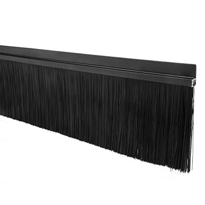 uxcell Door Bottom Sweep H-Shape Aluminum Alloy Base with 3.6-inch Black Nylon Brush 39-inch x 4.4-inch - color: Black, size: 39.37" x 3.6"