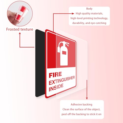 2 PCS Fire Extinguisher Inside Sign Stickers,Self Adhesive Vinyl Safety Label Waterproof, Fade and Scratch Resistant, Suitable for Indoor and Outdoor,Red on White - color: Fire Extinguisher Sticker 208