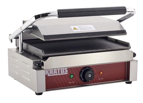 Kratos Commercial Electric Panini Sandwich Grill with Smooth Plates - size: Medium w/ Smooth Plates