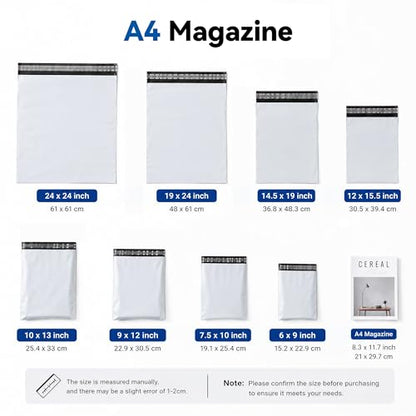 White Poly Mailers 10x13, 100 Pack Self‑Adhesive Shipping Bags - color: White, size: 10"x13"(100pcs)