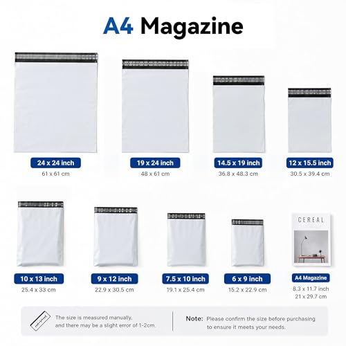 Poly Mailers 12x15.5 Inch, 100PCS Self‑Seal Shipping Bags - color: White, size: 12"x15.5"(100pcs)