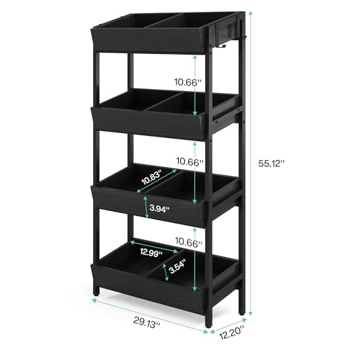 Tribesigns 4-Tier Retail Display Rack Stand, Wooden Snack Candy Rack, Heavy-Duty Wood Metal Concession Stands, Storage Shelf Organizer for Potato Chip (2, Black) - color: Black
