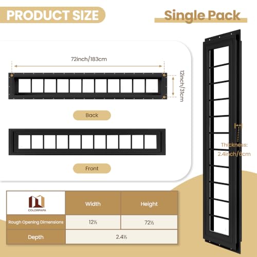 12" x 72" Vinyl Transom Window, Black - color: Black, size: 12" x 72"