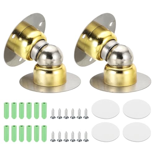 uxcell 2PCS 2.1" Magnetic Door Stoppers, Wall Floor Mounted Magnetic Door Catch Holder, Stainless Steel Door Stops for Bedroom, Bathroom, Kitchen, Office, Gold - color: Gold, size: 2.1"