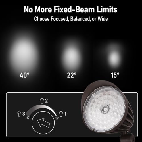LEONLITE 5CCT LED Bullet Flood Light, 20W/30W/40W, NEMA Beam, Dusk to Dawn