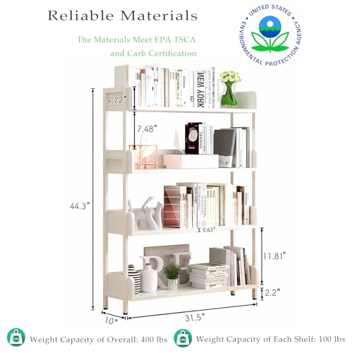 OSCHF Wide Open Shelf Bookcase, 4-Tier, Warm White - color: White, size: 4-Tier