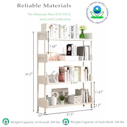 OSCHF Wide Open Shelf Bookcase, 4-Tier, Warm White - color: White, size: 4-Tier