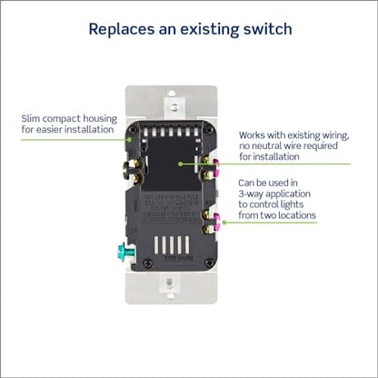Leviton Decora Slide Dimmer Switch Antimicrobial Treated for Dimmable LED, Halogen and Incandescent Bulbs, DSL06-2AW, White