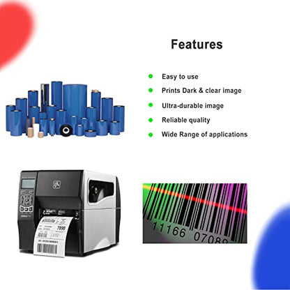 BEUYI 2.52'' x 1476' Premium Resin Enhanced Wax Ribbon, 64mm x 450m Black Thermal Transfer Ribbon for Barcode Thermal Label Printers, CSO-Ink Outside, 1'' Core for Zebra, TSC, GoDex, Citizen (1 Roll) - size: 2.52''x1476'｜1 Roll