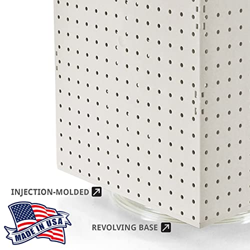 Azar Displays 701414-WHT Rotating Display Stand - 4-Sided Display Racks for Craft Shows - Peg Display Carousel (14” W x 14” D x 20” H) - Easy Assemble Revolving Display for Retail - Pegboard Organizer (White) - color: White, style: Pegboard only