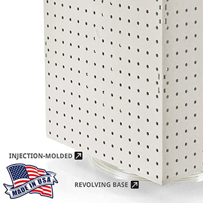 Azar Displays 701414-WHT Rotating Display Stand - 4-Sided Display Racks for Craft Shows - Peg Display Carousel (14” W x 14” D x 20” H) - Easy Assemble Revolving Display for Retail - Pegboard Organizer (White) - color: White, style: Pegboard only