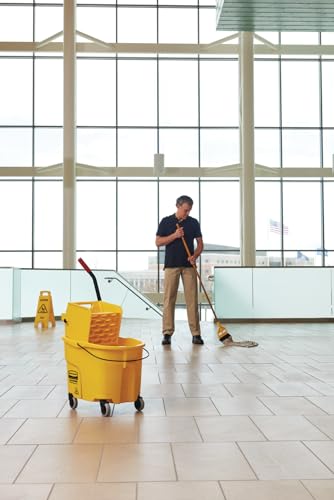 Rubbermaid Commercial Products WaveBrake 26QT Side-Press Mop Bucket, Yellow - size: 26 Qt.