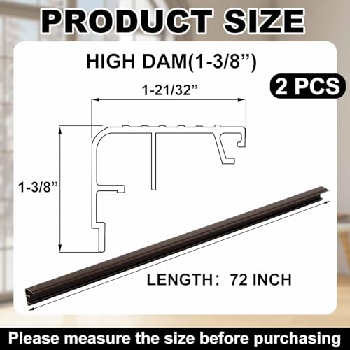2 Pcs 72" L Fixed Vinyl Sill Threshold Cap 1-3/8 Inches High, Dark Brown - color: Dark Brown, size: 1-3/8,72 Inch