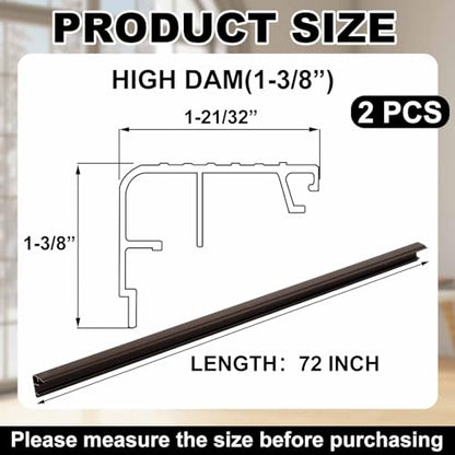 2 Pcs 72" L Fixed Vinyl Sill Threshold Cap 1-3/8 Inches High, Dark Brown - color: Dark Brown, size: 1-3/8,72 Inch