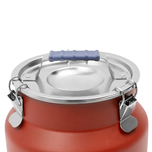 YIYIBYUS Commercial Stainless Steel Food Storage Container 12L Airtight - 3.2Gal Metal Canister for Kitchen Restaurant Pantry - Locking Lid Dry/Wet Food Organizer for Rice, Coffee, Pet Food (Red)