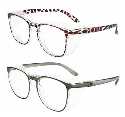 Alsenor Safety Glasses Anti Fog Goggles Protective Eyewear Blue Light Blocking Anti Dust UV Protection Glasses For Men Women (2 Pack(new-leopard+new-grey)) - color: 2 Pack (New Leopard + New Grey)