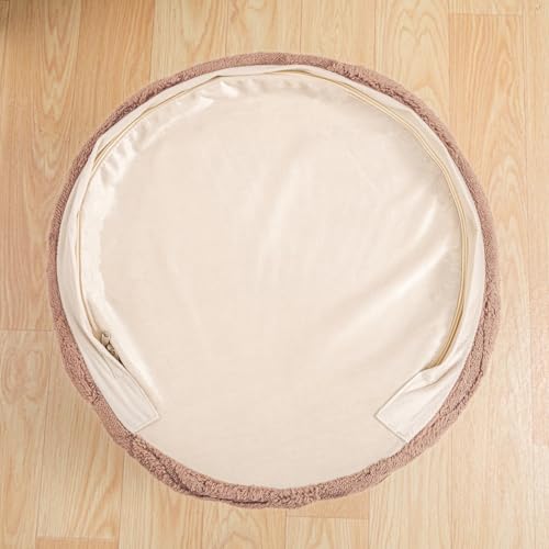 Asuprui Plush Ottoman Footrest, Pouf Footstool,20"x14", Light Coffee - color: Light Coffee, size: 20"D x 20"W x 14"H