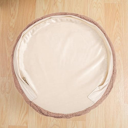 Asuprui Plush Ottoman Footrest, Pouf Footstool,20"x14", Light Coffee - color: Light Coffee, size: 20"D x 20"W x 14"H