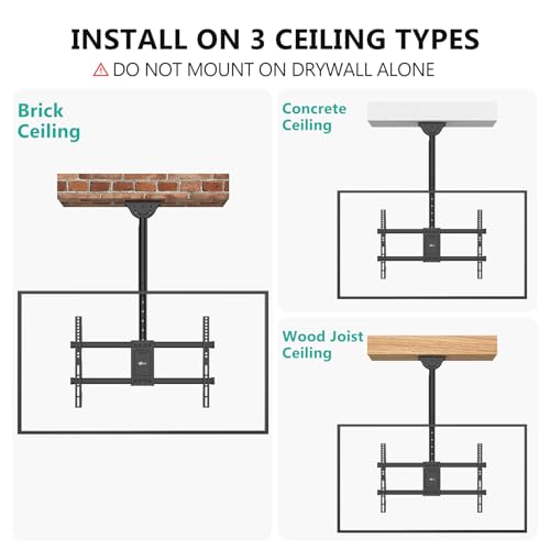 WALI Ceiling TV Mount for Most 37-80 inch LCD LED OLED 4K TVs, up to 110lbs - color: Black (600x400mm), size: 3 feet
